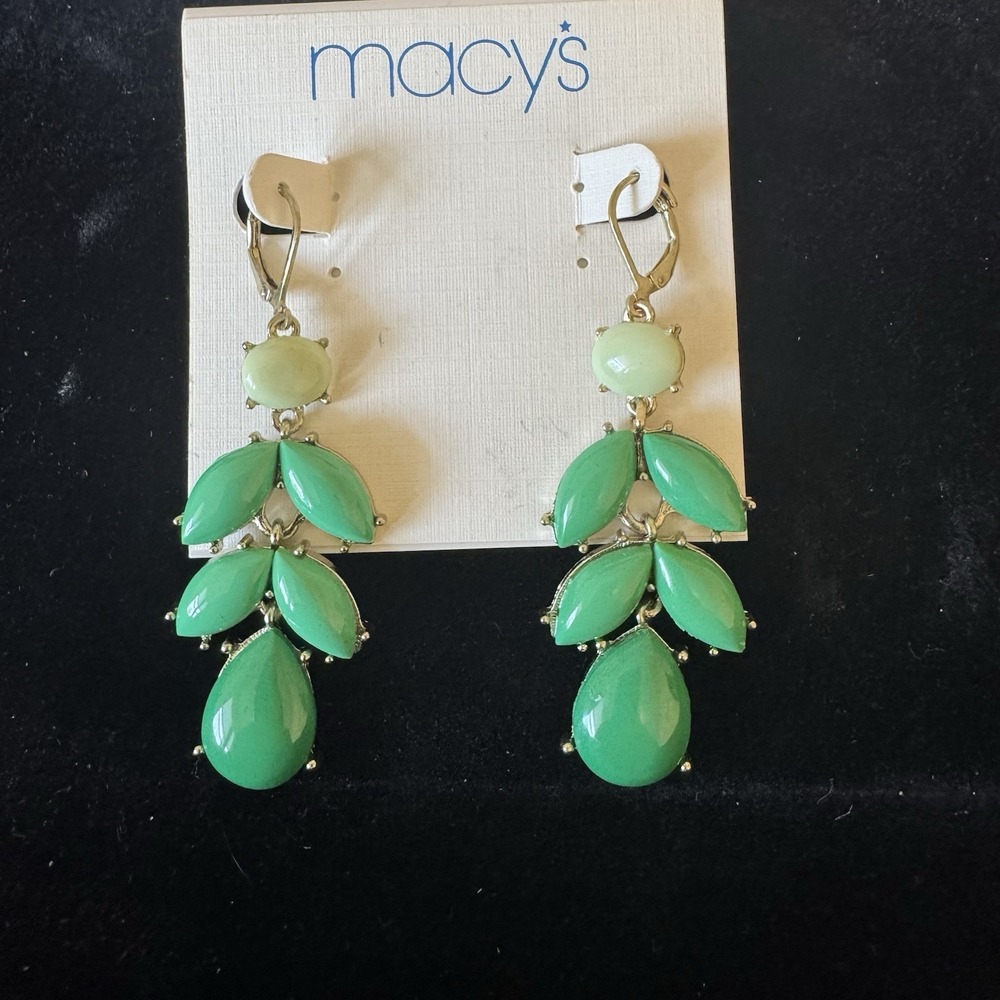 Green Leaf  Dangle Earrings Costume‎ Jewelry Tropical